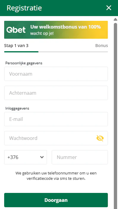 Qbet registratie