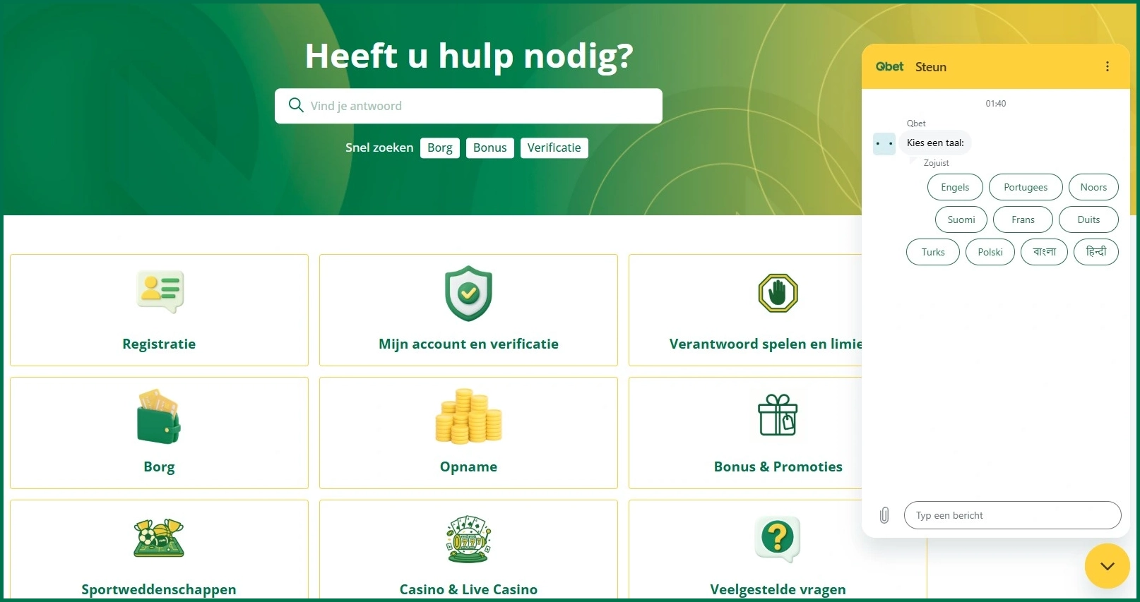 Live klantenservice via chatfunctie